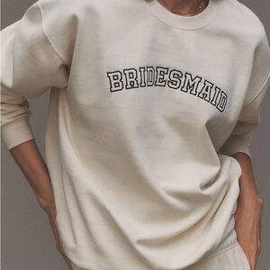 Anthropologie Bridesmade Cream Fleece-Lined Sweatshirt